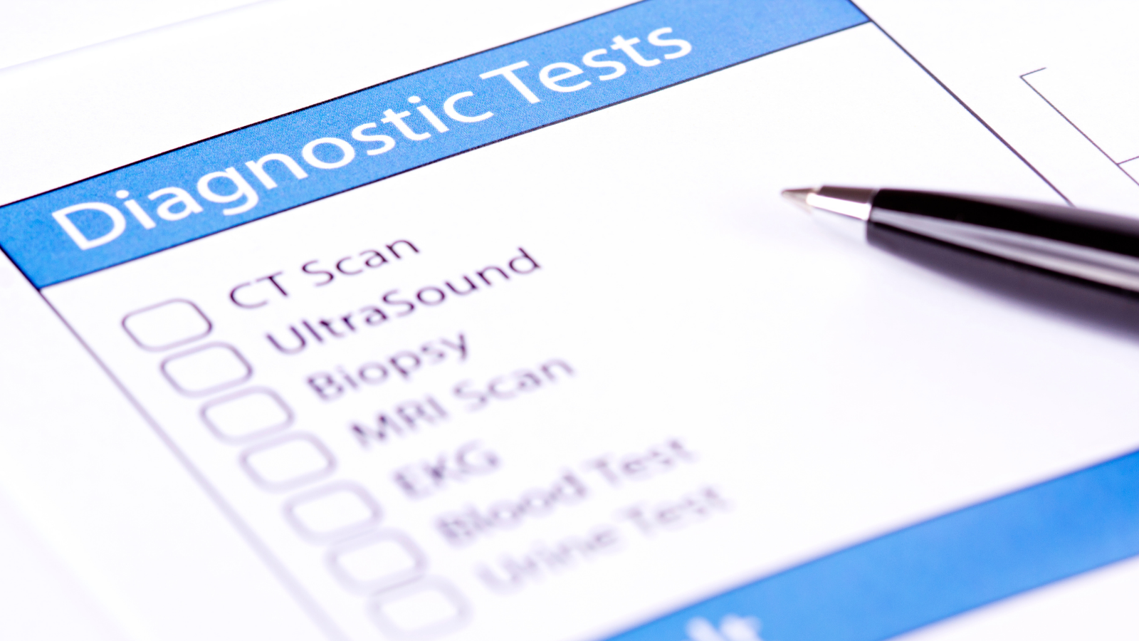 Photo showing a list of diagnostic tests