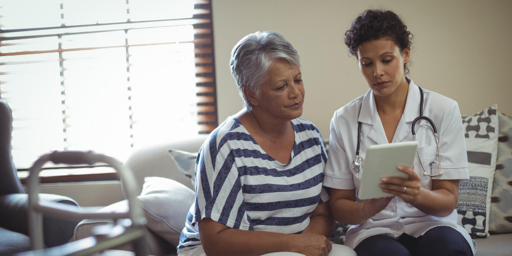 Clinician with an assisted living facility resident