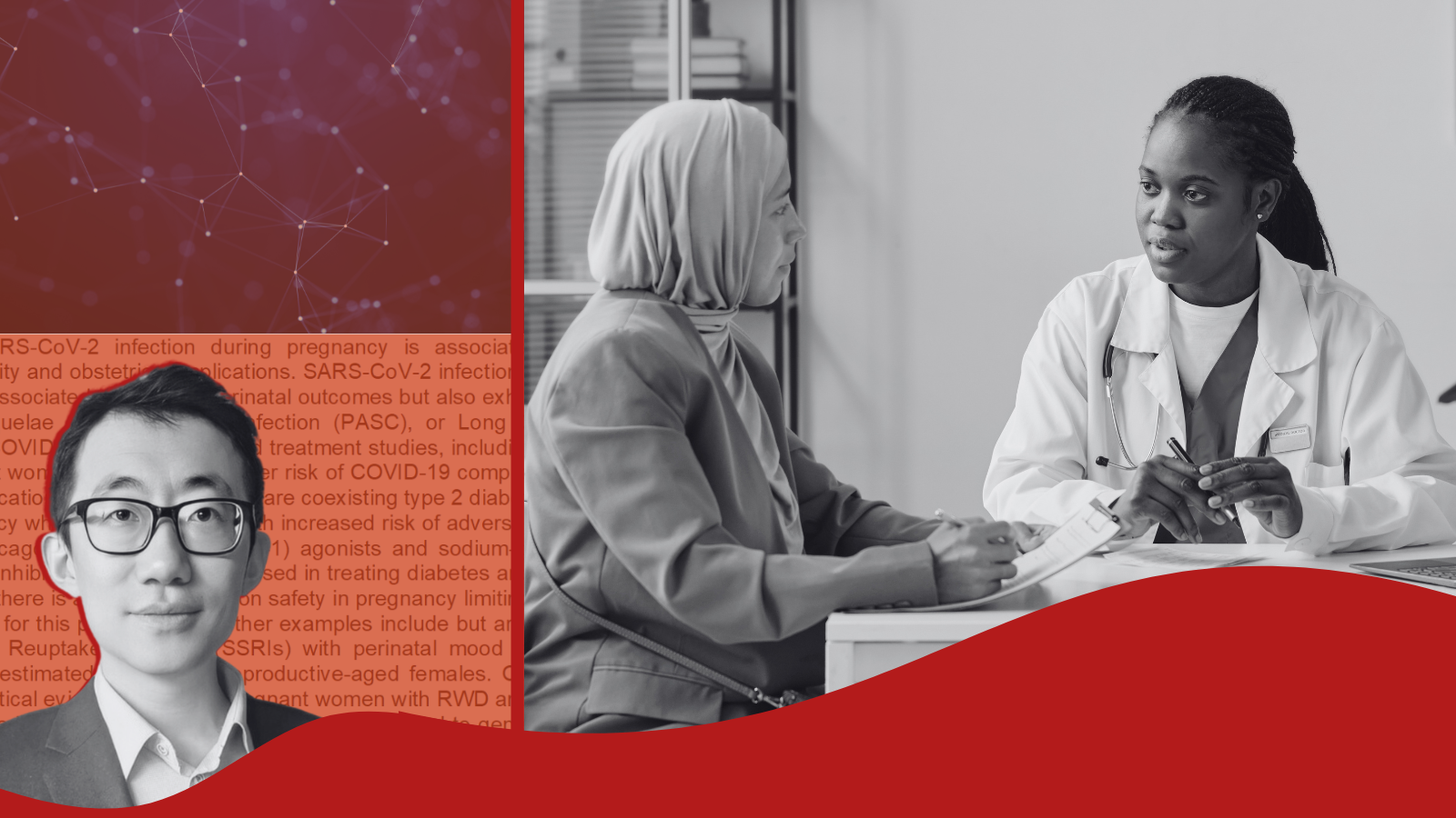 Photos of Dr. Chengxi Zeng, a doctor and patient, and data