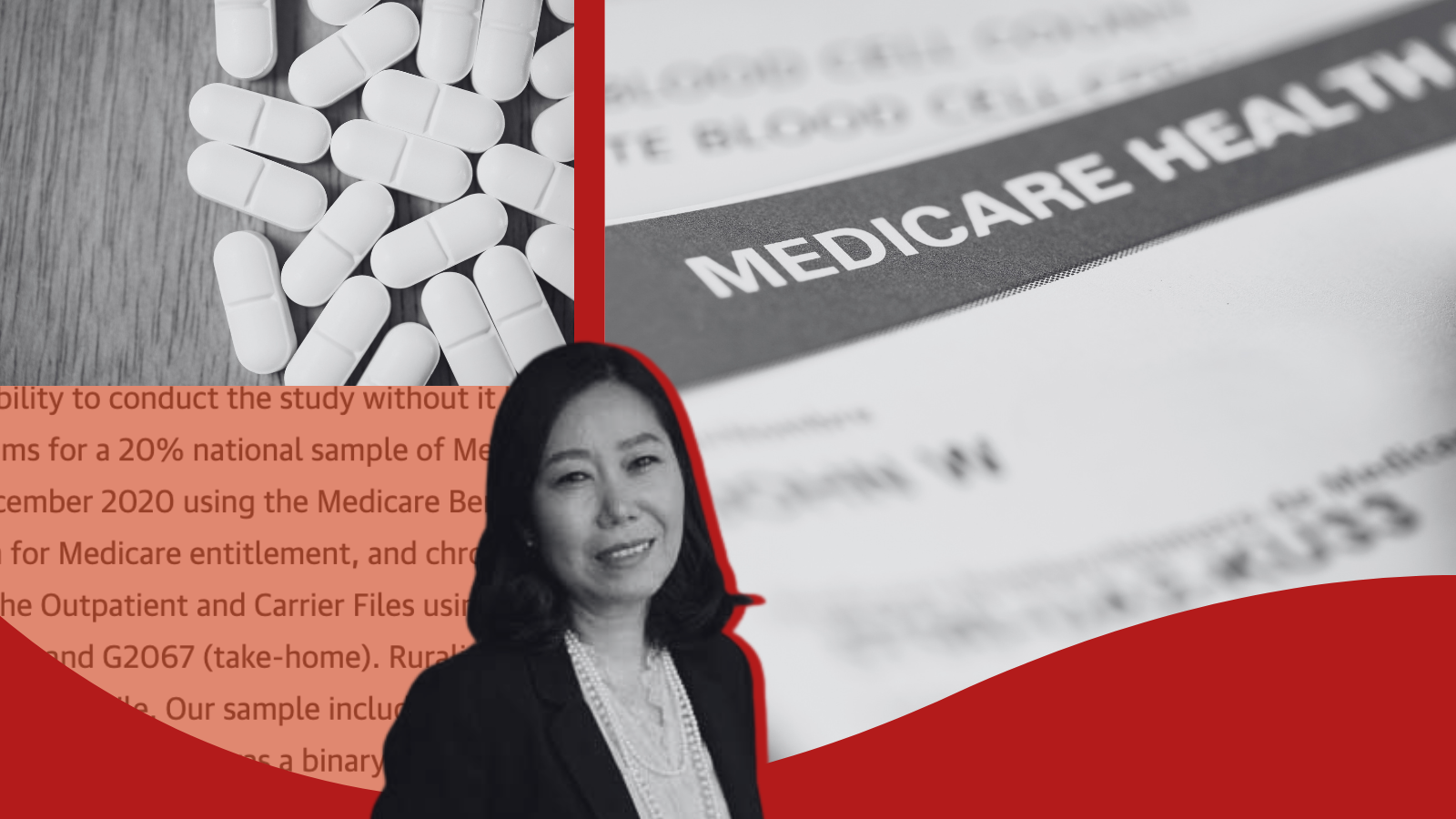 Photos of Dr. Hye-Young Jung, medication, and a Medicare card