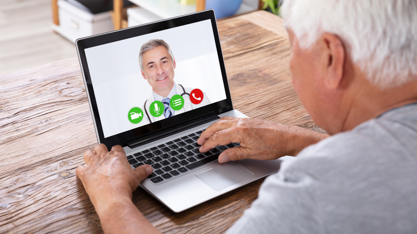 Patient and doctor conducting a telehealth video consultation