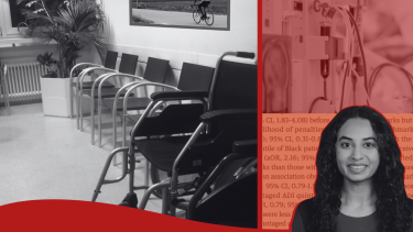 Photos of a waiting room, dialysis machine, and Dr. Sri Lekha Tummalapalli